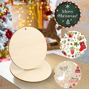 4IN étiquette vierge en <span class=keywords><strong>bois</strong></span> pour bricolage artisanat pour <span class=keywords><strong>peindre</strong></span> et décorer ornements disques fournitures pour bricolage décoration de Noël - Product Image 3