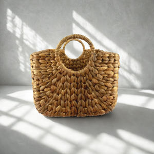 Trending <b>Boho</b> Style Water Hyacinth Luxury Handcrafted Tote <b>Bag</b> Large Capacity Soft Lightweight Travel for Summer Vacation - Product Image 1