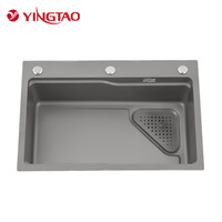 Évier de cuisine de luxe YINGTAO, simple bac, fait main, noir, moderne, à encastrer, poli pour cuisine