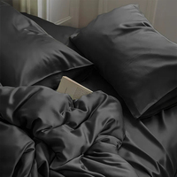 Vente en gros de draps en lyocell 100% pur bambou tissé Draps de lit noirs doux et lisses de luxe King Size Draps de refroidissement 4 pièces Drap plat