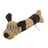 Jouet pour chien en peluche rayé en velours côtelé, couineur, durable, en forme d'animal, interactif pour chiot