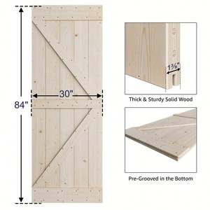 RheTech 30x84 pouces sans cadre en forme de K bricolage dalle en bois de pin massif inachevé porte coulissante en bois de grange - Product Image 3
