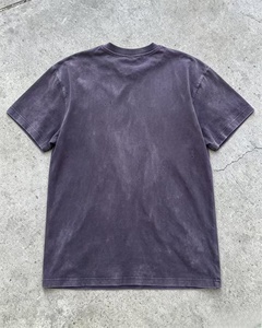 Camiseta de Algodón Lavado Morado para Hombre, Manga Corta, Cuello Redondo, Corte Regular, Estilo Casual, Diseño Liso - Product Image 2