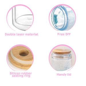 Magazzino USA ceramica 16oz sublimazione globo di neve Tumbler di vetro può 20oz doppia parete Pre forato globo di neve bicchieri di birra - Product Image 5