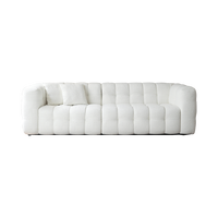 Canapé de Salon Modulaire Zayshine Nordique Moderne Luxe Crème Blanc Velours Forme en I 3 Places Peau de Mouton pour Appartement