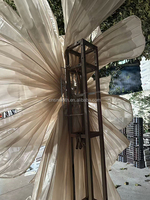 Nouvelle Décoration de Fête Élégante : Grandes Fleurs Artificielles Géantes en Soie Organza Marron Clair Faites à la Main pour Mariage