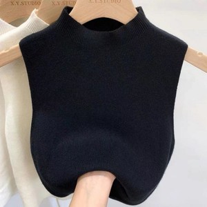 Camisola de punto para mujer, top sin mangas de cuello medio alto, ajustado y elegante, ideal para usar con blazers o como prenda exterior a la moda. - Product Image 5