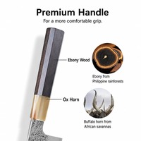 Couteau de chef professionnel japonais en acier Damas, style vintage, manche en bois d'olivier, écologique, pour trancher le saumon, le sashimi et la viande