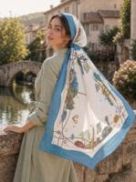LUCKY FABRIC OEM Foulard carré personnalisé décontracté en soie de mûrier 100% 18 momme 110*110cm imprimé numérique 90cm |   Vêtements vintage pour femmes