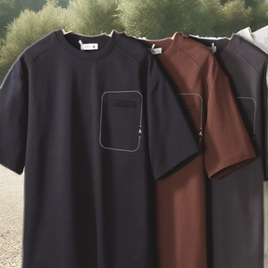 เสื้อยืดแขนสั้นผู้ชายลำลองสำหรับฤดูร้อน สีพื้น ทรงปกติ พิมพ์ลายสกรีน ผ้าถักโพลีเอสเตอร์/คอตตอน 180 กรัม แบบเรียบ - Product Image 2