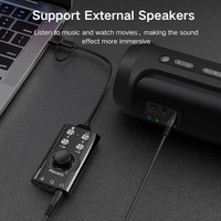 Carte son portable avec effets vocaux et 16 bits 48 kHz |   Sortie double casque pour jeux, suppression du bruit, son surround virtuel 7.1