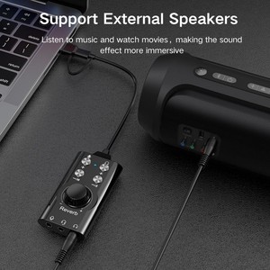 <span class=keywords><strong>Tarjeta</strong></span> de Sonido Portátil con Efectos de Voz y 16 bits 48kHz |   Salida de auriculares dual, cancelación de ruido para juegos, sonido envolvente virtual 7.1 - Product Image 6