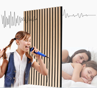 Nouveau panneau mural acoustique insonorisant en bois WPC MDF avec bande LED intégrée, design exclusif, pour hôtel
