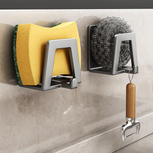 Estante cuadrado colgante de acero inoxidable para esponjas de fregadero, escurridor para platos y cuencos de cocina, paquete de 2 - Product Image 4