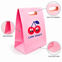 Sacs cadeaux en papier blanc écologiques personnalisés avec poignées découpées et impression couleur pour l'emballage de cadeaux, d'artisanat et de vente au détail en gros