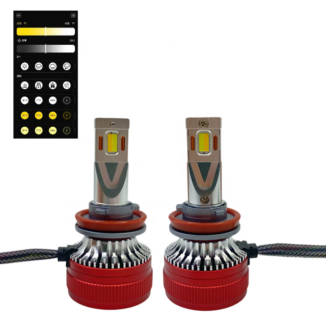 New APP Control Led Headlight H11 H4 LED Headlight Bulbs 3000K to 8000K Tri Color LED Light Bulbs for Car