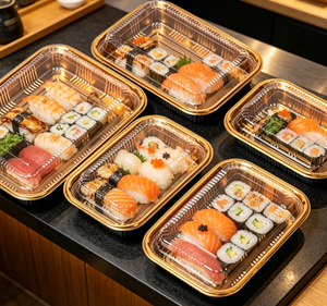 Boîte à lunch jetable en PET <span class=keywords><strong>Bingo</strong></span> HYX-525, forme rectangulaire, dégradable, pour sushis et en-cas, personnalisable - Product Image 3