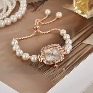 Nouvelle montre numérique de luxe pour femme, bracelet réglable, ornée de perles et de diamants, forme ovale, style sportif, cadeau - Product Image 4