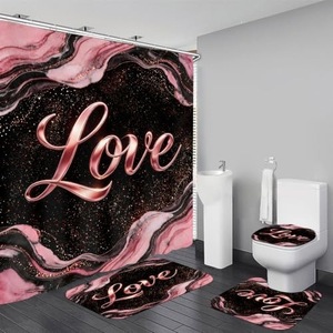 Cortina de Ducha de Poliéster con Estampado de Mármol Rosa Dorado, Cortina de Baño con Impresión Digital, Impermeable, Personalizada, Moderna, al por Mayor - Product Image 6