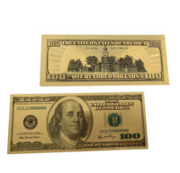 Billete de Banco Impermeable con Diseño de Cien Dólares Estadounidenses en Oro, Billete de $100 en Lámina de Oro