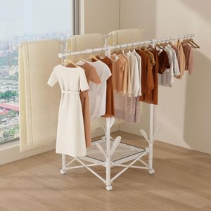 Séchoir à linge pliable et portable <span class=keywords><strong>avec</strong></span> roulettes, double tringle extensible réglable pour un gain de place - Product Image 6