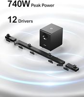 Système de barre de son Dolby Atmos 740W - Home Cinéma 7.1.4 canaux avec caisson de basses sans fil de 8 pouces