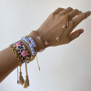 Nouveau Bracelet de lettre <span class=keywords><strong>d</strong></span>'amour perlé chanceux pour les femmes mode bijoux de plage petits <span class=keywords><strong>mots</strong></span> projet Bracelets perlés - Product Image 2