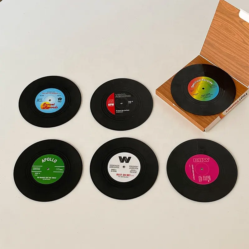 Cốc Nhựa Đế Lót Ly Cổ Điển Vinyl Đế Lót Ly Kỷ Lục Tùy Chỉnh Kỷ Lục Vinyl Uống Đế Lót Ly