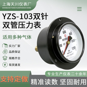เกจวัดแรงดันแบบสองเข็มสองท่อ YZS-103 ขนาด 100 มม. 0-1200kPa เกลียวแกน โลหะ ผลิตจากโรงงานเซี่ยงไฮ้ - Product Image 5
