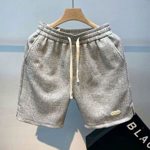 Shorts de sport décontractés pour hommes d'été, taille mi-haute, motif ondulé avec couleur unie, ample, cordon de serrage, méthode de tissage non tissé - Product Image 5