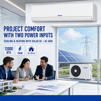 AC Hybrid Tenaga Surya 12000 BTU AC DC Inverter PV Direct Drive Wall Split Pendingin Pemanas DC 80-380V 110-240V Rumah Tangga