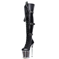 20cm bande pôle danse Sexy fétiche orteil femmes gothique danseuse exotique 8 pouces boucle de ceinture à lacets hauteur de la cheville fermeture éclair bottes au genou