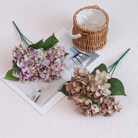 Fleurs artificielles en soie, hydrangea Tiana à cinq têtes, décoration douce, salle de mariage, tissu, bouquet décoratif de table