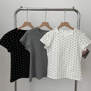 Vendita calda t-shirt estive a maniche corte da donna nuovi top dimagranti alla moda con girocollo a <span class=keywords><strong>pois</strong></span> realizzati in tessuto t-shirt - Product Image 1