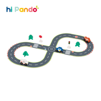 Juego de Construcción de Carreteras de Madera para Niños, Pista de Ferrocarril, Carreras de Autos, Juguetes de Madera para Niños