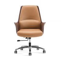 Chaise de bureau ergonomique minimaliste en cuir véritable Boss, confortable pour une longue assise, réglable en hauteur, inclinable, pivotante et à roulettes