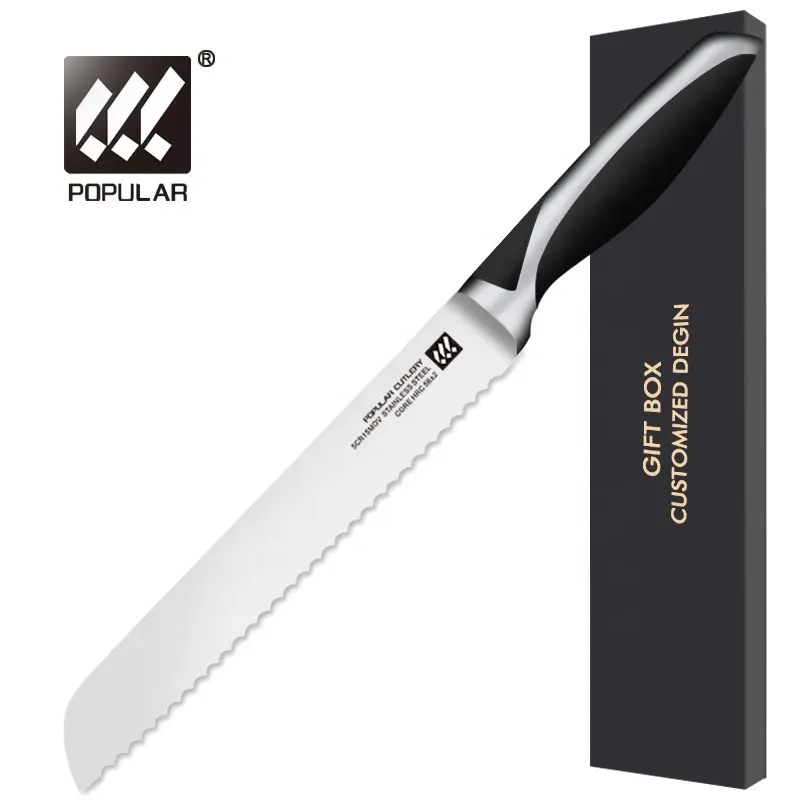 Professional Ultra Sharp Serrated 8 Inch X50Cr15MoV Bread Knife for Cutting and Slicing