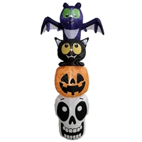 Décoration gonflable empilable d'Halloween de 2,1 mètres : Modèle gonflable empilable d'Halloween avec fantôme, chat noir et citrouille pour l'extérieur