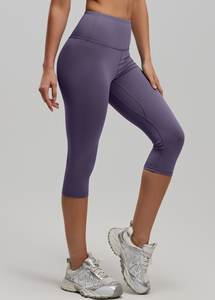 Legging de sport taille haute pour femme, coupe capri, séchage rapide, amincissant, pour yoga, course, gym et fitness - Product Image 4