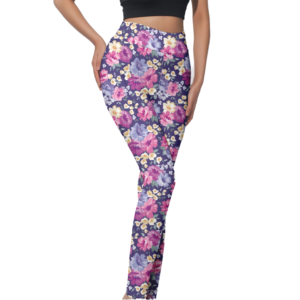 Leggings de Yoga Reversibles Transpirables de Cintura Alta con Estampado Azul Marino Oscuro, Spandex/Poliéster, Soporte, Pedido de Muestra en 7 Días - Product Image 1