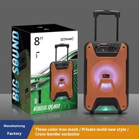 Mikrofon pengeras suara, Karaoke Heavy Bass Speaker dinamis 8 inci RGB pesta lampu Led dapat diisi ulang HIFI tanpa kabel mikrofon Subwoofer untuk rumah luar ruangan