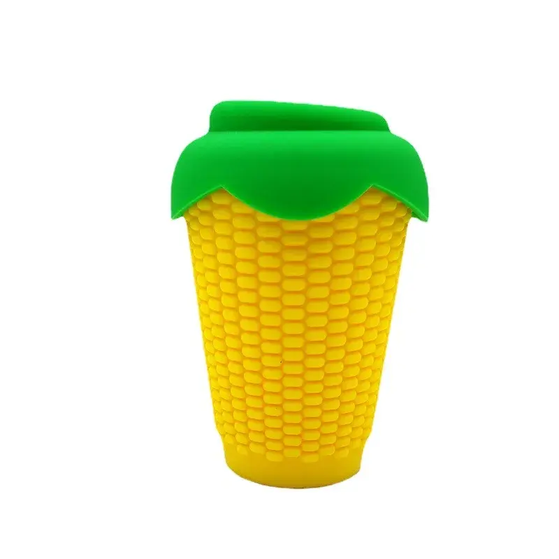 New Design BPA Free Corn Shape Silicone Cup Water Bottle 300 ml Silicone Corn Cup