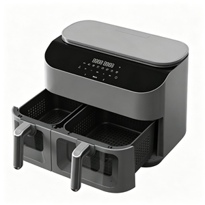 หม้อทอดไร้น้ำมันดิจิตอลแบบสองตะกร้า 4 ลิตร + 6 ลิตร 2850 วัตต์ 40-200 ° เตาอบไฟฟ้าแบบไม่ติดกระทะ C 7 โปรแกรมตั้งค่าล่วงหน้า สำหรับใช้ในบ้านและเชิงพาณิชย์ 110-240V - Product Image 1
