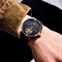 PAGANI Design 1796 Montre Automatique de Luxe Sport pour Homme Tourbillon 42mm Cadran Lumineux Bracelet en Cuir Boîtier en Acier Inoxydable 100M