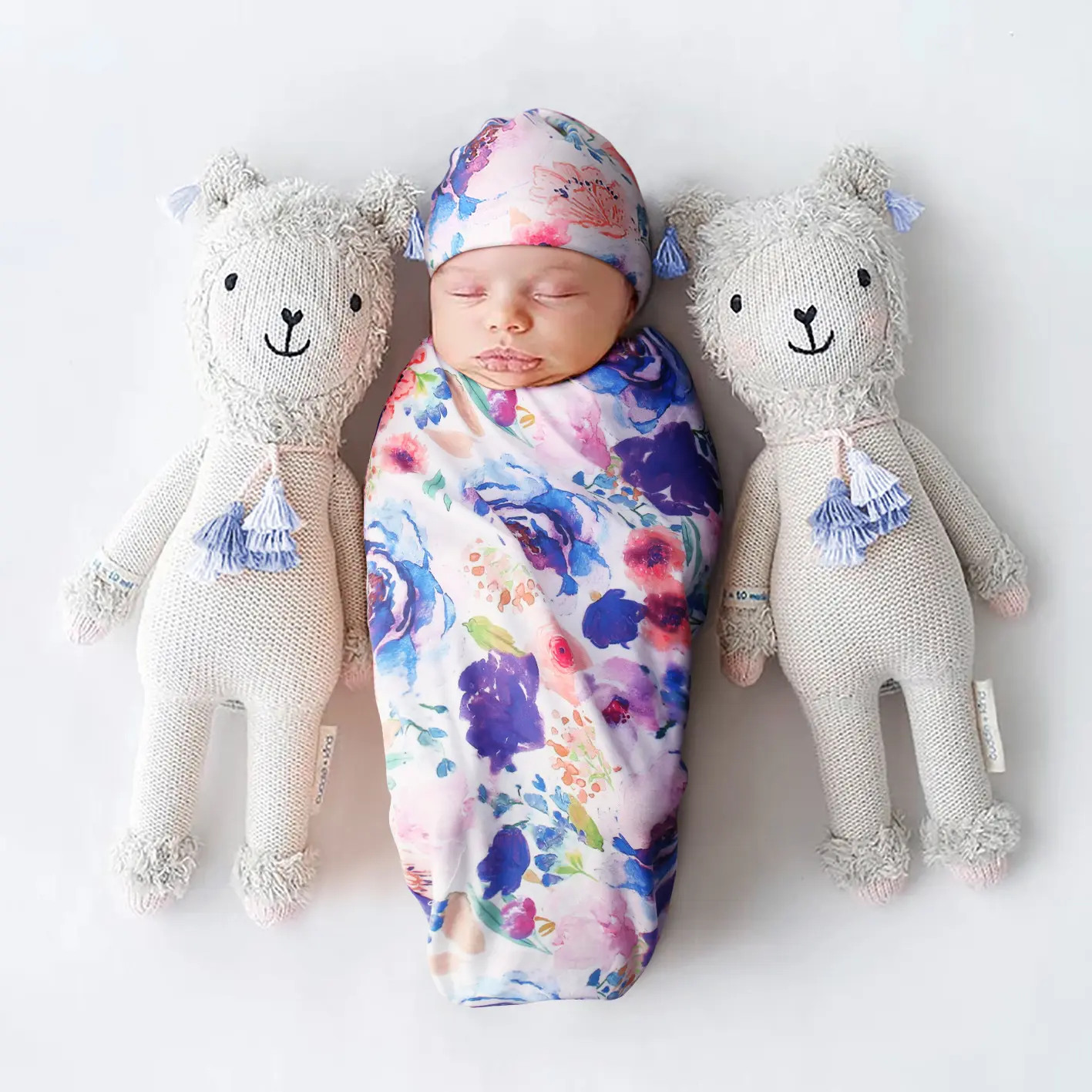 Baby print wrap cover + hat baby photo clothing