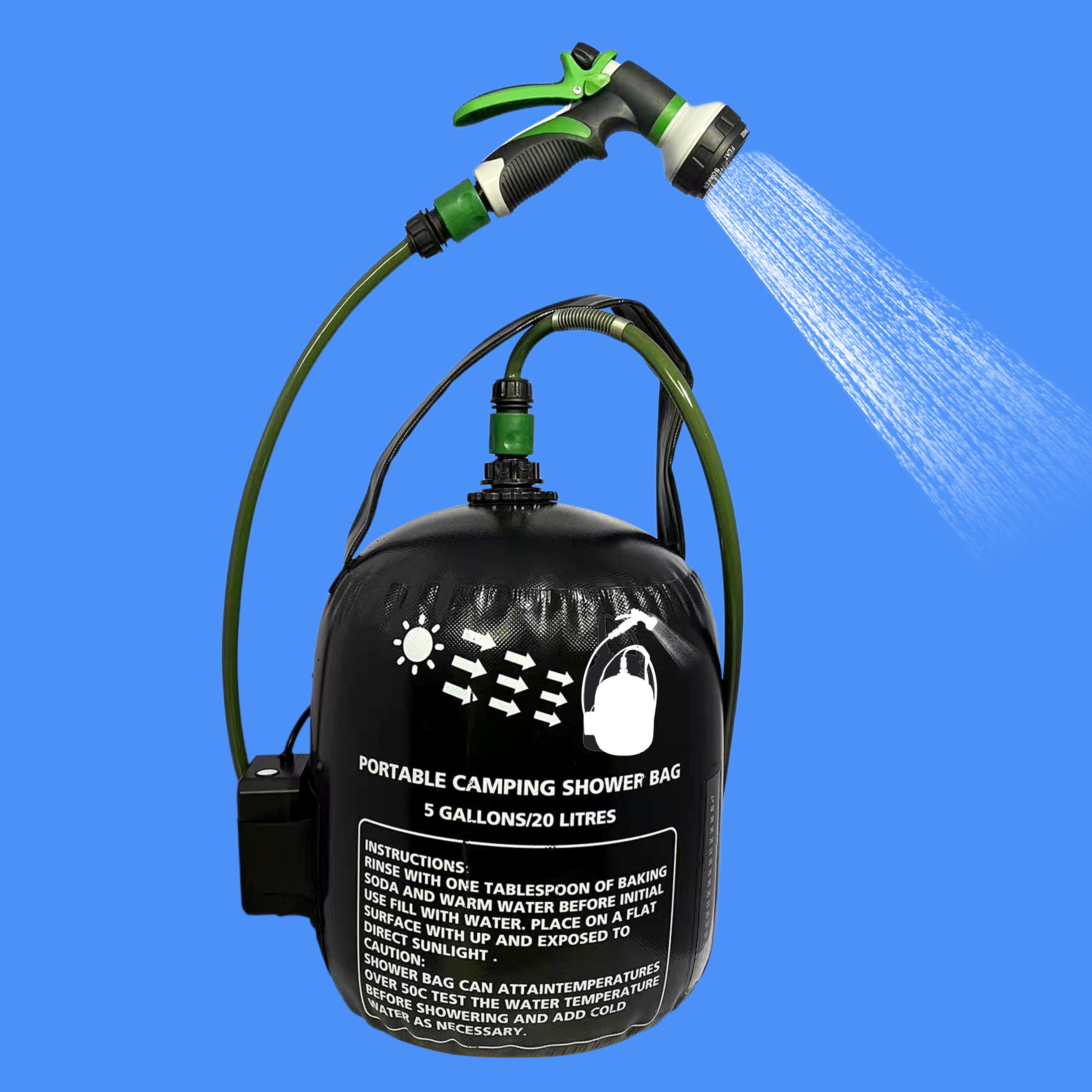 Negro 20L bolsa de agua con cabezal de pulverización