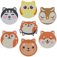 Kits de sous-verres en plastique peints à la main avec des diamants, 6 pièces, art paysager, kit de bricolage