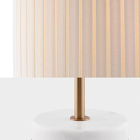 Idea design Base en marbre Abat-jour en tissu pliable Lampe de table ronde Lampe de bureau pour bureau Salle de lecture