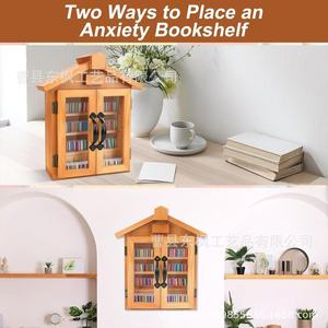 Mini estantería de madera con forma de casa para aliviar la ansiedad, decoración de escritorio de madera maciza, biblioteca novedosa para el alivio del estrés - Product Image 5
