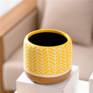 RTS Haute Qualité En Céramique Ornement De Noël Tasse Planteur Conteneur <span class=keywords><strong>Petit</strong></span> Pot De Fleur Imité Blanc Jaune Pots pour Plante - Product Image 1